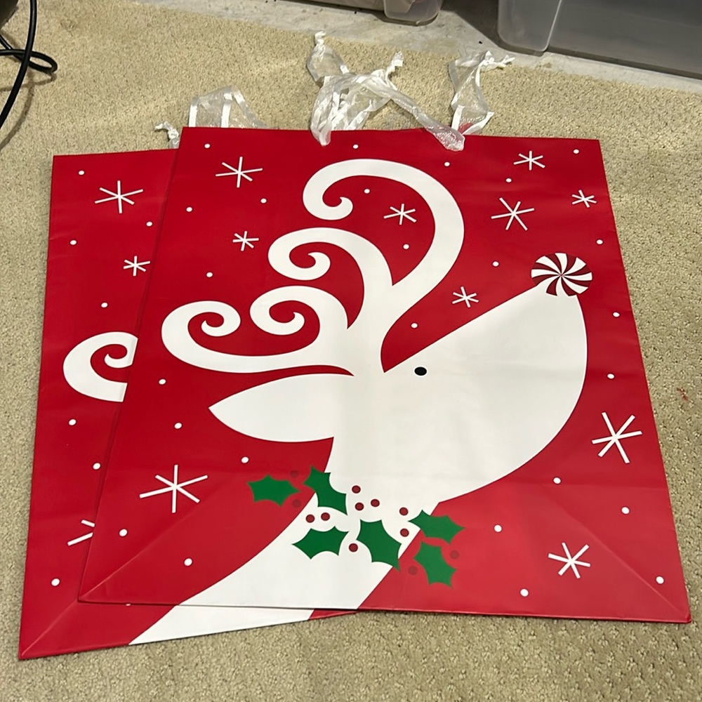 2 XL Reindeer Christmas Gift Bags
